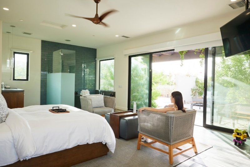 Spacious spa suite for extended detox retreat stays with comfort and relaxation