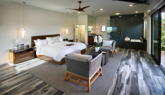 Luxury spa suite with open bath for 7 night juice cleanse wellness retreat stay