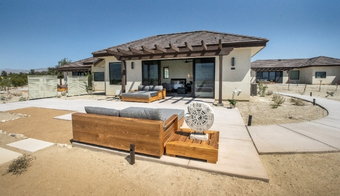 Luxury guest villa at a California wellness retreat with private outdoor lounge area
