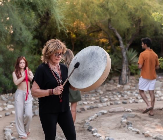 Group sound healing session at We Care Spa wellness retreat in California
