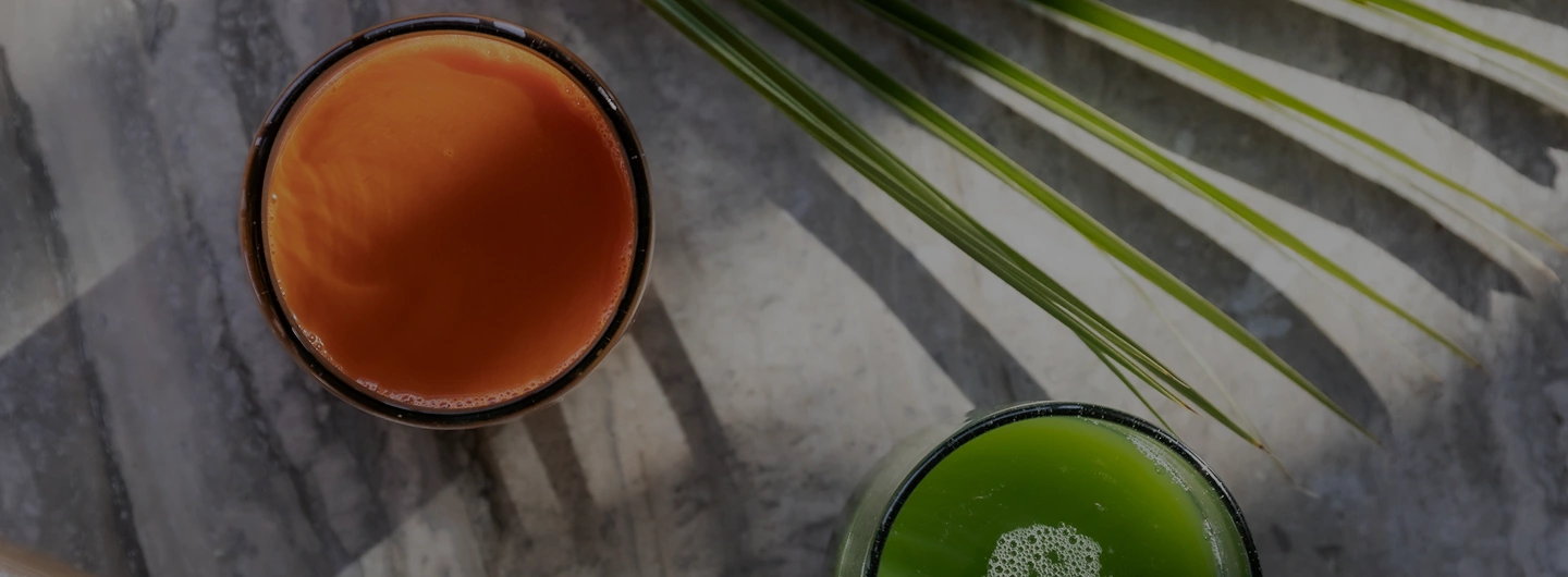 Fresh wellness juices at We Care Spa supporting fasting and the autophagy process
