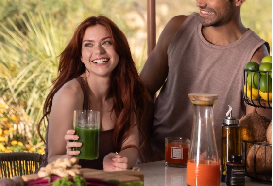 Guests enjoy fresh juices during the Miracle Cleanse liquid detox program at We Care Spa