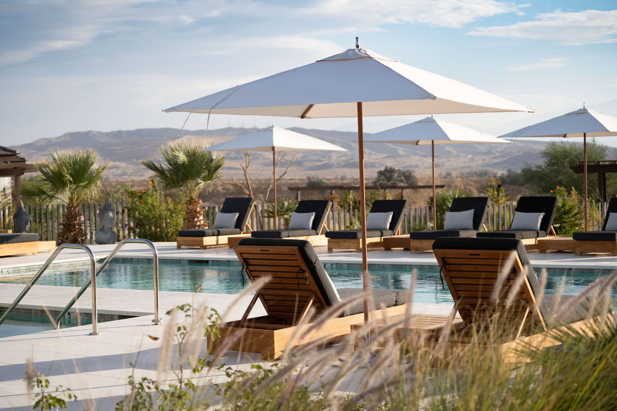 Poolside lounge at We Care Spa offering colonic treatments in Colonic Palm Springs